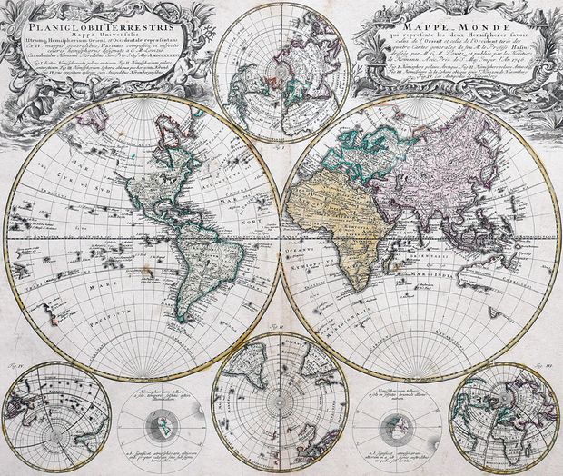Weltkarte aus dem 18. Jahrhundert